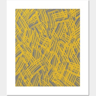 Lines Sketch in Mustard Yellow and Grey Posters and Art